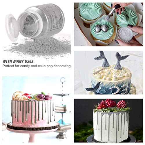Homehere Silver Luster Dust Edible Cake Silver Powder Granulated