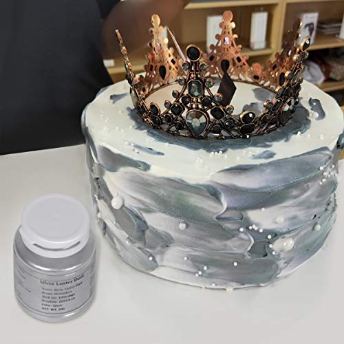 Homehere Silver Luster Dust Edible Cake Silver Powder Granulated
