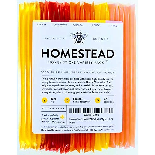 Homestead Flavored Honey Sticks, 5 Flavors Include Clover, Cinna