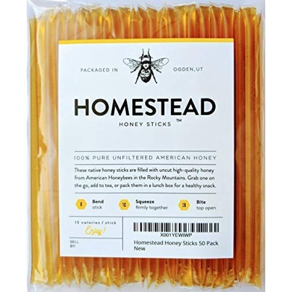 Homestead Honey Sticks, All Natural And Pure American Honey Stix