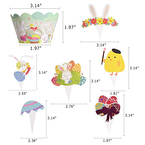 Easter Cupcake Wrappers Toppers Liners Decorations Kit Bunny Pap
