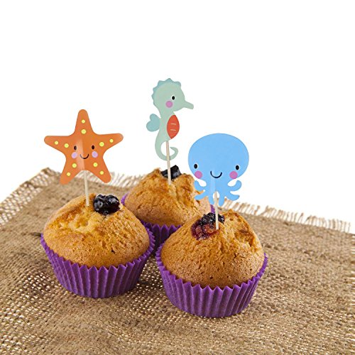 Honbay 48Pcs Double Sided Sea Creature Adorable Dessert Muffin C