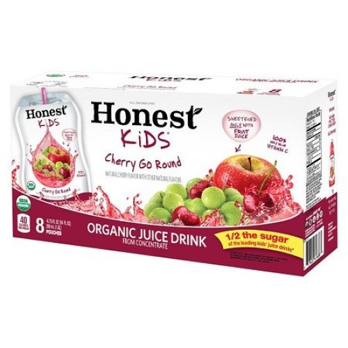 Honest Kids Cherry Go Round Organic Juice 6.75 Oz Pouches 16 Ct
