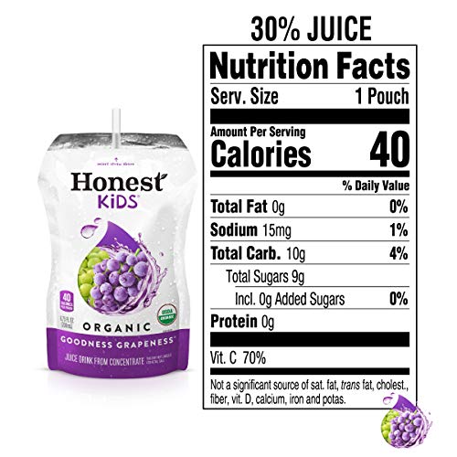 Honest Kids Goodness Grapeness, Grape Organic Fruit Juice Drink,...