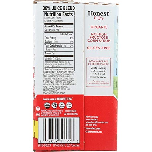 Honest Kids, Organic Super Fruit Punch, 6.75 Fl Oz Pack Of 8