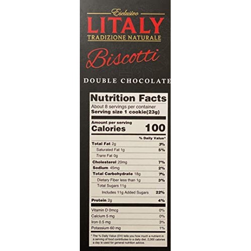 Litaly Biscotti, Double Chocolate Biscotti, 6.6Oz X1, Traditio
