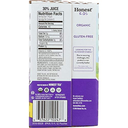 Honest Kids, Beverage Kids Good Grapeness Organic, 6.75 Fl Oz, 8