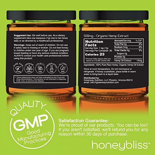 Honeybliss – Vanilla Flavored Raw Clover Honey With 500Mg Hemp E