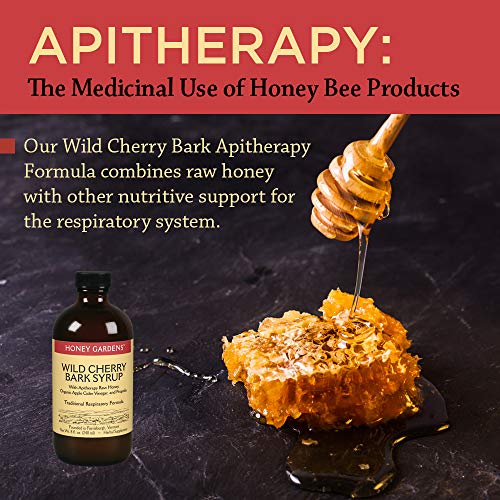 Honey Gardens Wild Cherry Bark Syrup With Apitherapy Raw Honey,