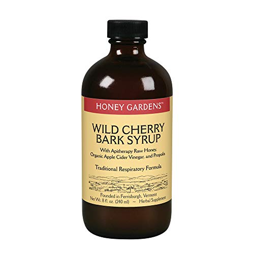 Honey Gardens Wild Cherry Bark Syrup With Apitherapy Raw Honey,