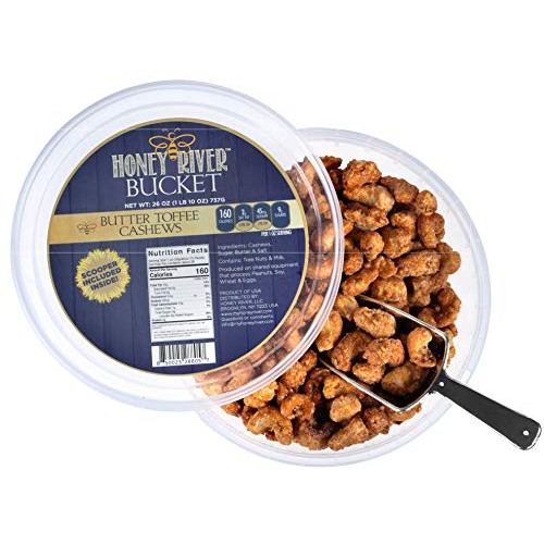 Butter Toffee Cashews By Honey River | Candied Nuts Bucket With