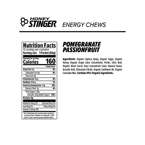 Honey Stinger Organic Energy Chews, Pomegranate Passionfruit, Sp