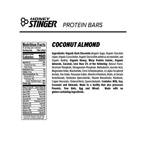 Honey Stinger Protein Bar, Dark Chocolate Coconut Almond, Sports