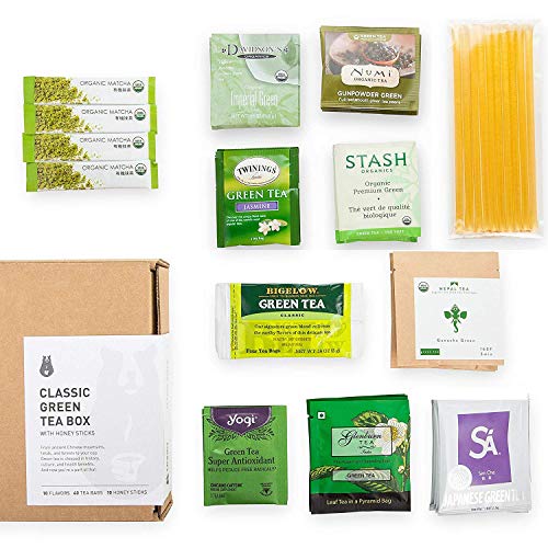 Green Tea Sampler 40 Teabags With 10 Honey Sticks