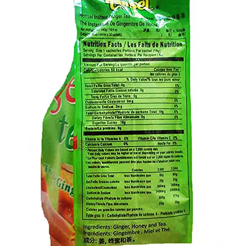 Honsei Instant Honey Ginger Tea 60 Sachets 18G/0.63Oz- 2Packs