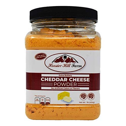 Hoosier Hill Farm Extra Buttery Cheddar Cheese Powder 1Lb Jar, 1 Lb