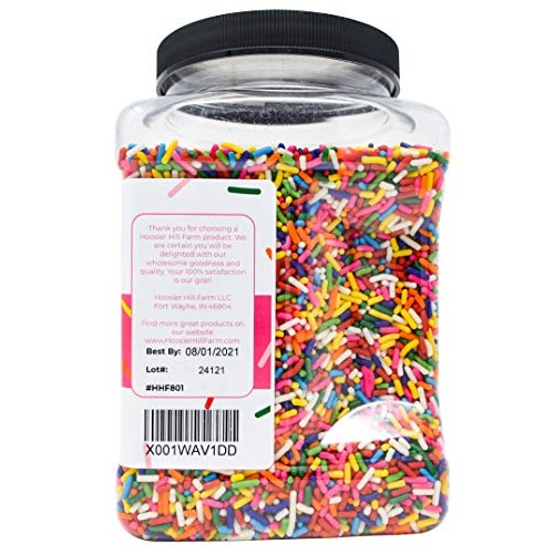 Hoosier Hill Farm Rainbow Decorating Sprinkles, Large 2 Lbs Jar