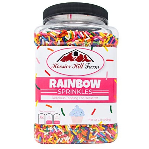 Hoosier Hill Farm Rainbow Decorating Sprinkles, Large 2 Lbs Jar