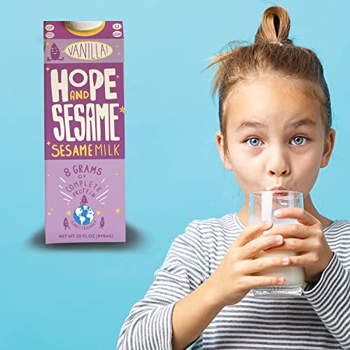 Hope and Sesame Vanilla Sesame Milk 32oz carton, 6-pack |Non G...