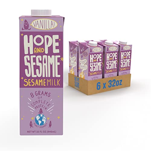 Hope and Sesame Vanilla Sesame Milk 32oz carton, 6-pack |Non G...