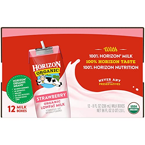 Horizon Organic Low Fat Organic Milk Box, Strawberry, 8 Ounce P