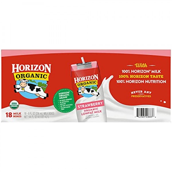 Horizon Organic Shelf-Stable 1% Lowfat Milk Boxes, Vanilla, 8 oz...