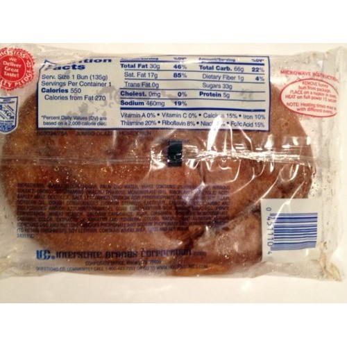6 Pack Individually Wrapped Hostess Jumbo Honey Buns, 4.75 Oz