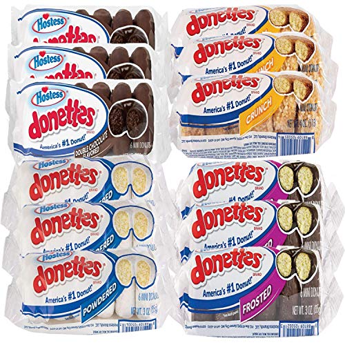 Hostess Donettes Variety Pack | Powdered, Frosted, Double Chocol