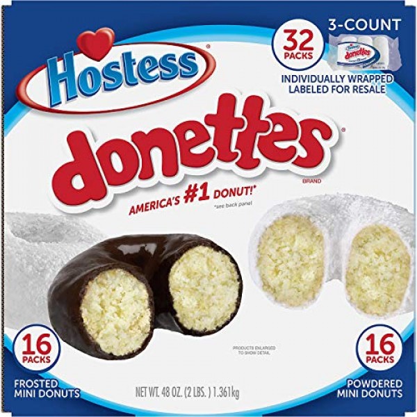 Hostess Mini Powered Donettes and Frosted Chocolate Mini Donette...