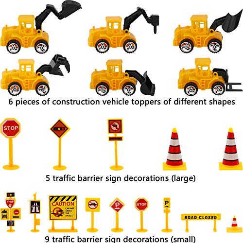 Hsei Construction Vehicle Cake Decoration Set, Include 6 Pieces