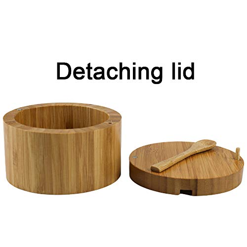 Bamboo Seasonings Box With Mini Spoon,Kitchen Salt Pepper Spice