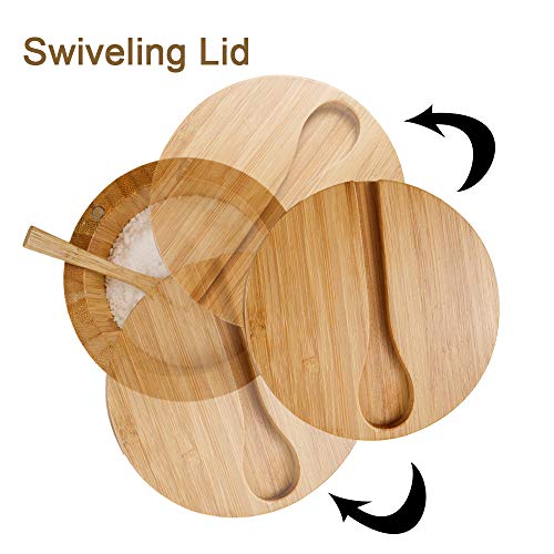 Bamboo Seasonings Box With Mini Spoon,Kitchen Salt Pepper Spice