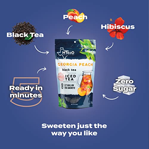 HTeaO Iced Tea Sachets Georgia Peach Black Tea, 4 Gallons Per ...