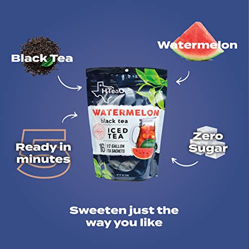 HTeaO Iced Tea Sachets Watermelon Black Tea, 8 Gallons Per Pac...