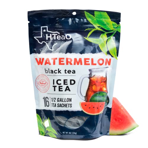 HTeaO Iced Tea Sachets Watermelon Black Tea, 8 Gallons Per Pac...