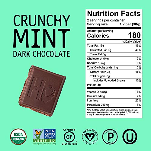 Hu Chocolate Bars | 8 Pack Crunchy Mint Chocolate | Natural Orga