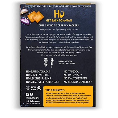 Hu Paleo Vegan Crackers | Everything 2 Pack | Keto Friendly, Glu