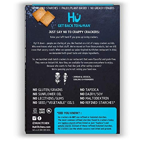 Hu Paleo Vegan Crackers | Sea Salt 2 Pack | Keto Friendly, Glute