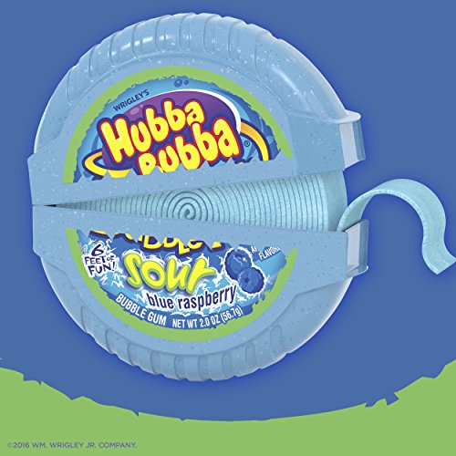 Hubba Bubba Sour Blue Raspberry Bubble Chewing Gum Tape, 2 Ounce