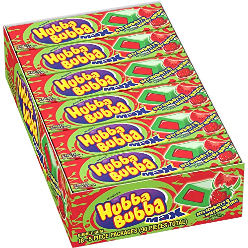 Hubba Bubba Max Strawberry Watermelon Bubble Gum, 5 Piece Pack Hubba Bubba Max Strawberry Watermelon Bubble Gum, 5 Piece Pack