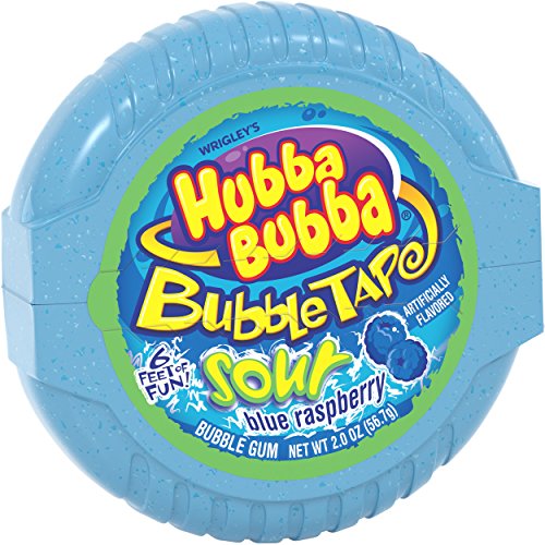 Hubba Bubba Sour Blue Raspberry Bubble Chewing Gum Tape, 2 Ounce