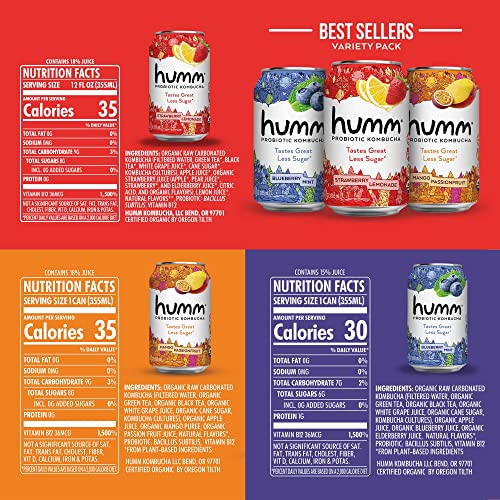 Humm Probiotic Kombucha Summer Variety Pack - 2 Billion Probioti