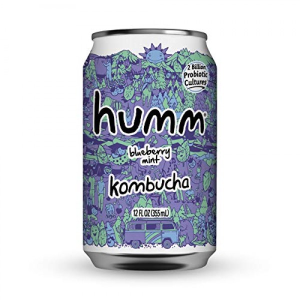 Humm Probiotic Kombucha Blueberry Mint - 2 Billion Probiotics Fo