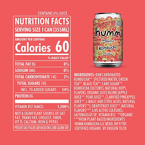 Humm Probiotic Kombucha Hopped Grapefruit - 2 Billion Probiotics