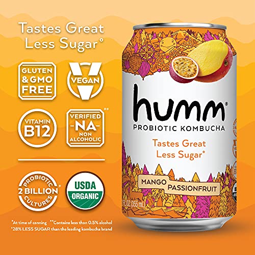 Humm Kombucha Mango Passionfruit - 2 Billion Probiotics For Gut
