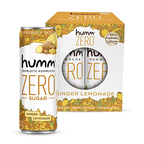 Humm Probiotic Kombucha Zero Sugar Ginger Lemonade - No Refriger
