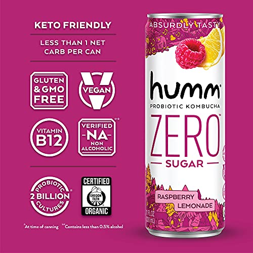 Humm Kombucha Zero Sugar Raspberry Lemonade - Live And Raw Organ