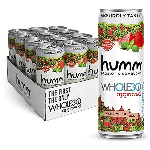 Humm Whole30 Approved Probiotic Kombucha Watermelon Basil - The