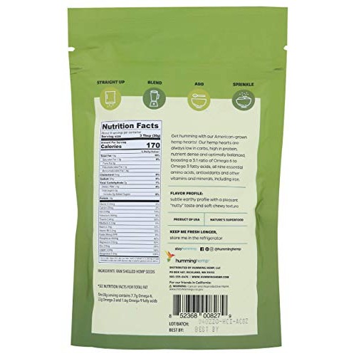 Humming Hemp Naked Shelled Hemp Seeds - Healthy Protein Snacks -