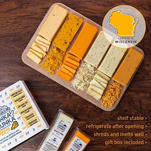 HunkaChunka Wisconsin Cheese Gift Basket, Includes 6 Cheddar Che...